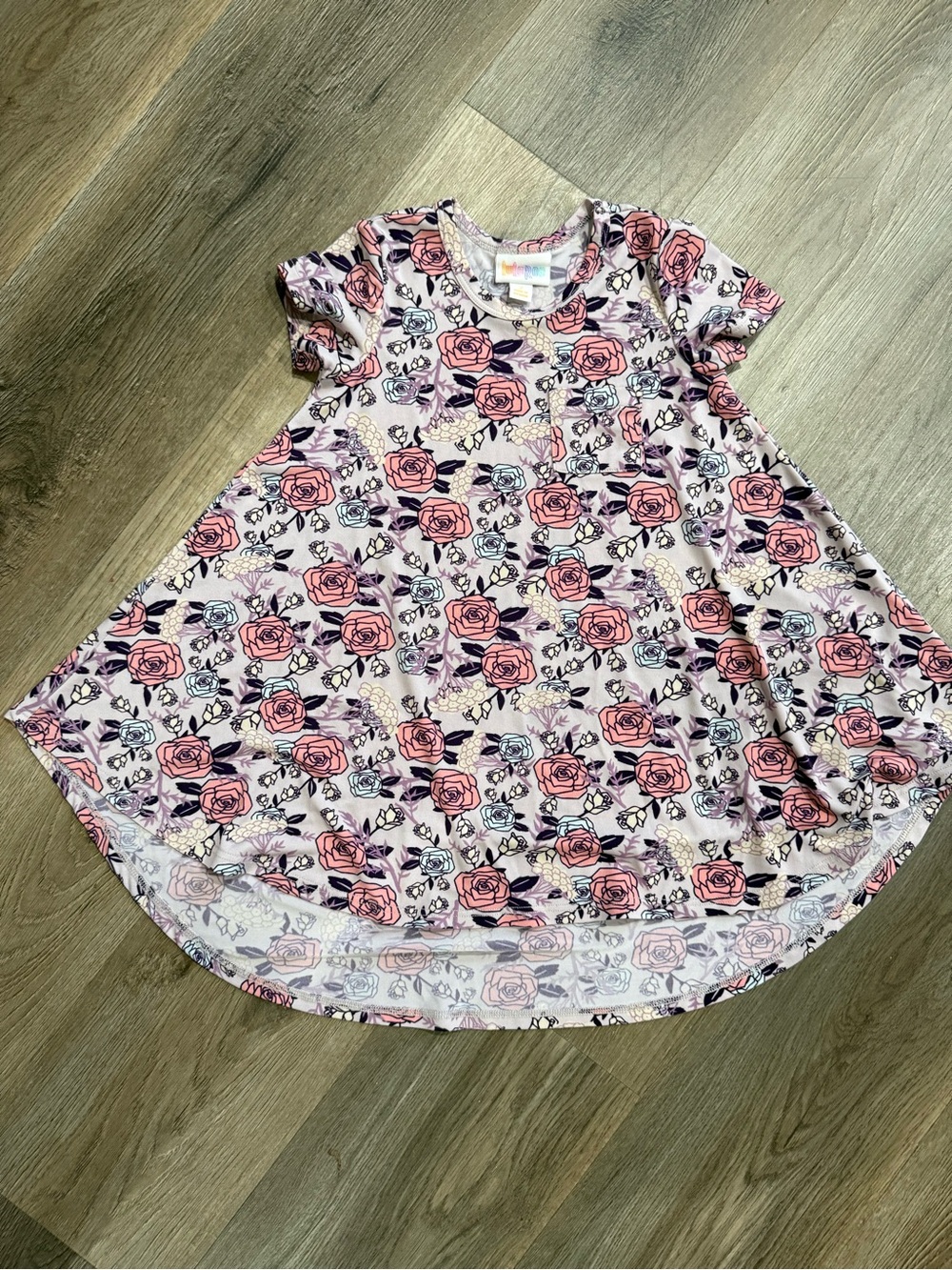 LuLaRoe Pink Rose Print Swing Dress for Girls